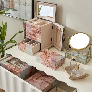 Elegante joyero de diseñador rosa, organizador de almacenamiento de diseñador moderno, Ideal para anillos, collares, pulseras o exhibición de baratijas - Product Image 6