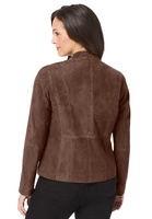 Vente directe usine, faible MOQ, veste en cuir de vachette tricotée respirante à col roulé pour femme, grande taille, haute qualité, mode hiver