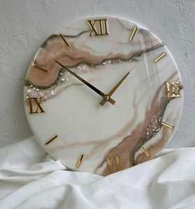 Haute Qualité Antique Résine Époxy Craquelé Bois Quartz Horloge Murale Unique Moderne Salon Meilleur En Gros Options Aiguille Affichage - Product Image 3