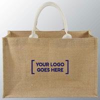 Bolsas de compras de yute con asas de tela de algodón impresas personalizadas con su texto de arte o logotipo, bolsas de mano de yute de promoción de Marca reutilizables