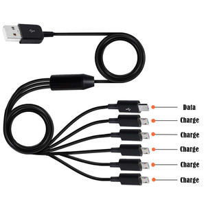 Cable Adaptador <span class=keywords><strong>USB</strong></span> 2.0 Tipo A Macho a <span class=keywords><strong>6</strong></span> <span class=keywords><strong>Micro</strong></span> <span class=keywords><strong>USB</strong></span> Macho de 5 Pines, Divisor en Y para Sincronización de Datos y Carga - Product Image 2