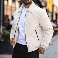 Veste d'hiver en satin imperméable pour hommes avec poches zippées Vêtements d'extérieur rembourrés chauds-Manteau de style tendance
