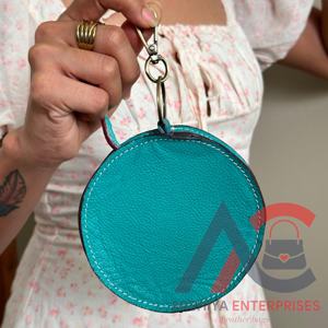 Mini estuche para monedas con Clip para cantimplora de cuero mecanizado a mano, monedero con flores turquesas bohemias para mujer, bolsa de cuero genuino personalizada occidental - Product Image 5