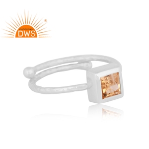 แหวนอัญมณีซิทรีนธรรมชาติปรับได้ดีไซน์ใหม่ - Product Image 3