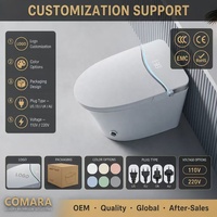 WC intelligent moderne avec bidet intégré, chasse d'eau électrique automatique à capteur, en céramique, monobloc allongé, à poser au sol, avec siphon en S inclus
