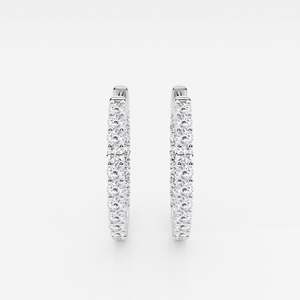 Round Cut Lab Grown <b>Diamond</b> Hoop Earrings 18K Gold Out in Design - Product Image 1
