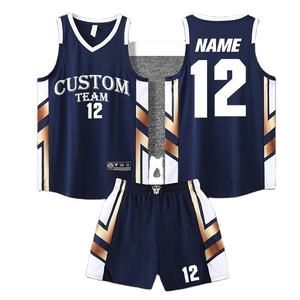 Ensemble de maillots de basket-ball pour hommes personnalisés en grande quantité, vêtements de sport pour jeunes, uniforme de basket-ball respirant pour femmes, collège - Product Image 1