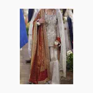 Bridal Wedding Luxury <b>Sequin</b> Embroidery Net Laces Dresses <b>Fabric</b> With Beads Tassel Device From Pakistan - Product Image 2
