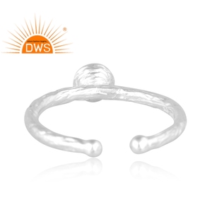 Anillo ajustable de plata de ley fina con piedra lunar de melocotón natural, diseño personalizado, joyería para mujer, regalo para ella. - Product Image 4
