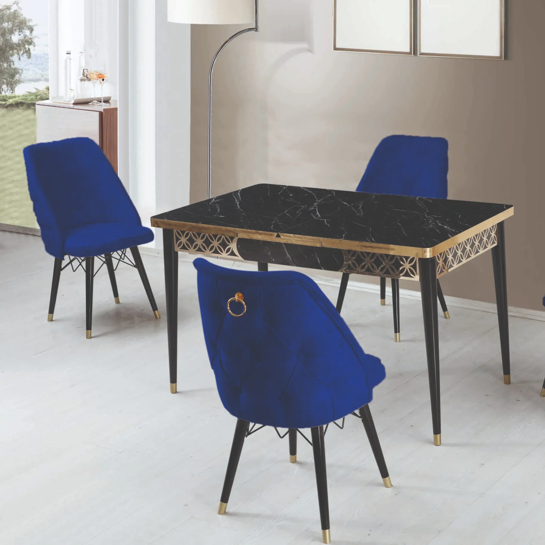 Table à manger extensible émeraude avec 6 chaises Meilleure vente Mobilier de maison moderne, luxe, durable et économique