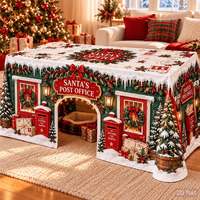 Nappe de Noël en polyester motif maison de pain d'épices, plusieurs styles, pour décorations de table de fête et de dîner