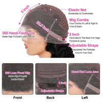 Perruques Lace 360 de 6 pouces de profondeur, cheveux humains vierges indiens Remy, ligne de cheveux pré-épilée, bande élastique amovible, double trame faite à la machine