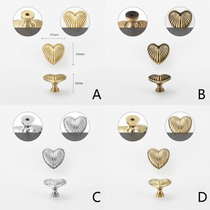 Solid Brass Heart Knobs <b>Pull</b> Cabinet Drawer <b>for</b> <b>Home</b> Dresser Door Cabinet Furniture Decorative Kitchen Wardrobe Handle Knobs - Product Image 6