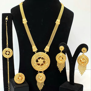 Ensembles de bijoux en strass vintage plaqué or 24 carats personnalisés pour les mariages, les fêtes et les cadeaux - Product Image 1