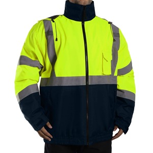 Veste de sécurité haute visibilité pour la construction, réfléchissante, imperméable, personnalisable, veste de travail pour homme, réversible, poche avant, matière polyester - Product Image 1
