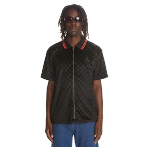 Elegante Camiseta polo con cremallera a cuadros: polo moderno y cómodo con cuello con cremallera y patrón de cuadros clásico, perfecto para ropa informal - Product Image 4