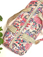 Sac de voyage sportif tactique de luxe en coton imprimé à la main à motifs floraux - Écologique, durable, de haute qualité, grande fermeture éclair