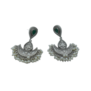 latest trending fashion 2024 Trending handmade <b>silver</b> look alike brass hoop <b>stud</b> <b>silver</b> matte earing for girls and women - Product Image 1