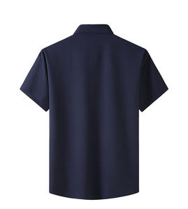Chemise habillée en coton de haute qualité, coupe ajustée, extensible, décontractée, formelle, unie, manches courtes, boutonnée - Product Image 2