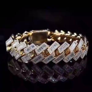 Ice VS1 Moissanite 12 Carat White Gold Trendy Hip Hop Style Cuban Link <b>Bracelet</b> Rhodium Plated Party Unisex 925 Sterling Silver - Product Image 3