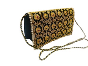 กระเป๋าคลัทช์งาน Zari ทำด้วยมือมาใหม่กระเป๋าถือแฟชั่นประดับหินกระเป๋าหนังแท้สำหรับผู้หญิงสินค้าส่งออก - Product Image 6