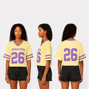2026 Latest Design Cropped <b>Mesh</b> Jersey For Women Retro <b>Mesh</b> <b>Short</b> Sleeve Streetwear Football Jersey - Product Image 1
