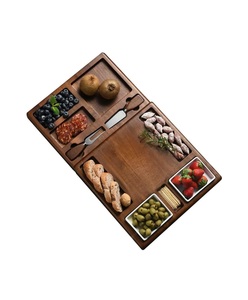 บอร์ดเสิร์ฟไม้สำหรับชีส, จานเสิร์ฟอาหาร, บอร์ดชีสพร้อมชุดช้อนส้อม, บอร์ดชีสที่ขยายได้และใช้ฐานบน - Product Image 6