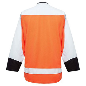 Maillots de hockey sur glace professionnels personnalisés coupe sublimée pour le gardien de but pratique col lacé noir - Product Image 5