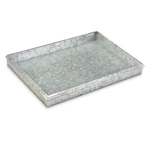 Plateau polyvalent pour ustensiles de cuisine Plateaux en acier galvanisé gris Qualité alimentaire Plateau de service en gros pour les fêtes de pique-nique - Product Image 1