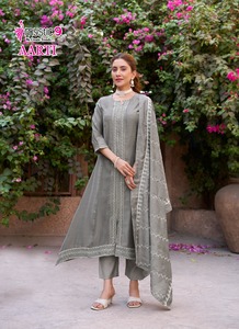 Maruti Fashion Premium Quality Heavy Vertical Embroidery Rayon Crafted Top Bottom Dyed Traditional Style Wedding <b>Kurti</b> - Product Image 3