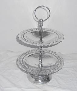 2-<b>Tier</b> Aluminum Cake Stand with Decorative Scalloped <b>Trays</b> - Product Image 2