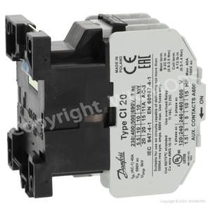 Contactor, Bobina Danfoss CI 20, 5.5/10 KW, 24V CA, 037H004513 Contacto Adicional - Product Image 3