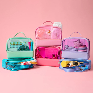 Sac cosmétique personnalisé avec logo, pochette de rangement de voyage, sac de plage, organisateur de beauté imperméable pour les vacances - Product Image 1