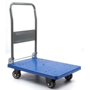 Carrello a spinta con piattaforma, compatto e pieghevole per una facile conservazione e mobilità, capacità di 330 660 libbre, ruote girevoli di 360 gradi, blu - Product Image 1