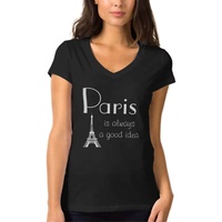Nouveau design 2024, meilleure vente, prix de gros, t-shirt en jersey Bella Canvas à manches courtes et col en V pour femmes, imprimé été, Bangladesh