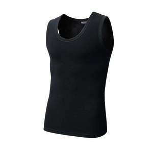 Gilet en coton noir pour homme de qualité supérieure, doux, respirant, confortable, à porter au quotidien, léger, uni, sans manches, extensible, de qualité durable - Product Image 1