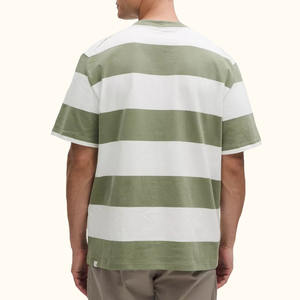 Camiseta de Lujo Personalizada para Hombre, 100% Algodón Hilado en Anillo, Estilo Holgado con Hombros Caídos, Estampado de Rayas, Jersey Liso, Ropa Urbana - Product Image 4