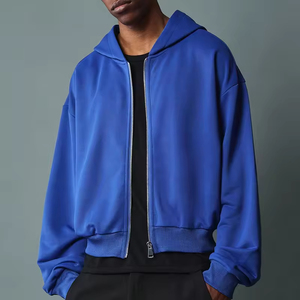 Sweat à capuche zippé épais personnalisé | Sweat à capuche en molleton de polyester | Acid Wash Oversized Cropped & Wholesale Blank Hoodies - Product Image 1