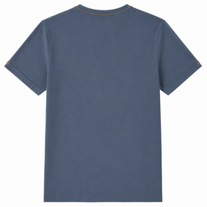 Camiseta de algodón azul pizarra personalizada con cuello en V y ribete en contraste, manga corta, lisa, informal, para hombre, ropa de verano, venta al por mayor - Product Image 2