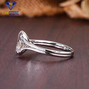 Lab-Stone 4,47 TDW Anillo de oro blanco con diamantes de corte ovalado Impresionante COLOR DE LA EF-VS - Product Image 3