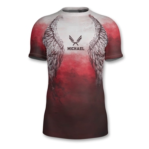 เสื้อว่ายน้ำแขนสั้น UPF 50 + สำหรับผู้ชายเสื้อสำหรับเล่นเซิร์ฟและกีฬาทางน้ำเสื้อกีฬากันความชื้นแบบผ้ายืดสำหรับนักกีฬาออกแบบได้ตามต้องการ - Product Image 2