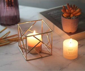 Handmade Gold Metal <b>Cube</b> Shaped Tea <b>Light</b> Candle Holder Gold/Black Tealight Candle Holder for Wedding, Home Decoration Gift Item - Product Image 4