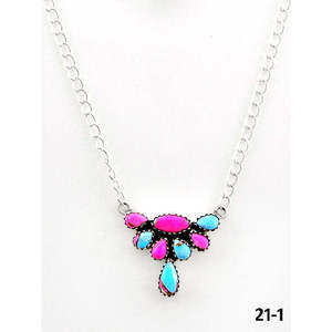Collier en argent sterling et coton inspiré du sud-ouest, fait main avec motif en forme de fleur - Product Image 2