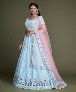 Precio al por mayor en el trabajo de secuencia de bordado de Georgette XXL de moda Lehenga Choli con ropa de fiesta étnica Dupatta ApparelGarment - Product Image 4