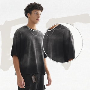 Sunfade สตรีทแวร์ acidwash เสื้อยืด unisex คุณภาพสูงออกแบบได้เอง250gsm ไหล่ตกไซส์ใหญ่พิเศษ - Product Image 3