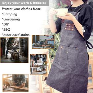 Delantales de cocina de lona de cuero, herramienta de jardinería de trabajo personalizada, delantal de bolsillo, moda para hombres y mujeres, - Product Image 2