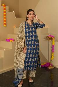 ชุดเสื้อและกางเกงพิมพ์ลายดอกไม้เสื้อและกางเกงลายดอกชุดพิมพ์ลาย Kota checks แบบดั้งเดิมฤดูร้อนใหม่ล่าสุด - Product Image 3