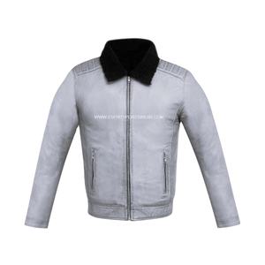 แจ็กเก็ตหนังแท้100% ไฮสตรีทแบบเข้ารูปสำหรับหน้าหนาวซับในแบบมีซิปปิดแบบหมุนปกระบายอากาศมีฮู้ดสูง - Product Image 2