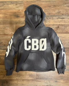 OEM personalizado Distress bordado pulóver Sudadera con capucha pantalones Sun Faded Wash 100% algodón invierno chándales ácido lavado Vintage sólido - Product Image 3