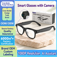 Lunettes Intelligentes IA avec Caméra, Audio Bluetooth, Traduction, Reconnaissance d'Objets, Enregistreur Portable pour Voyages d'Affaires